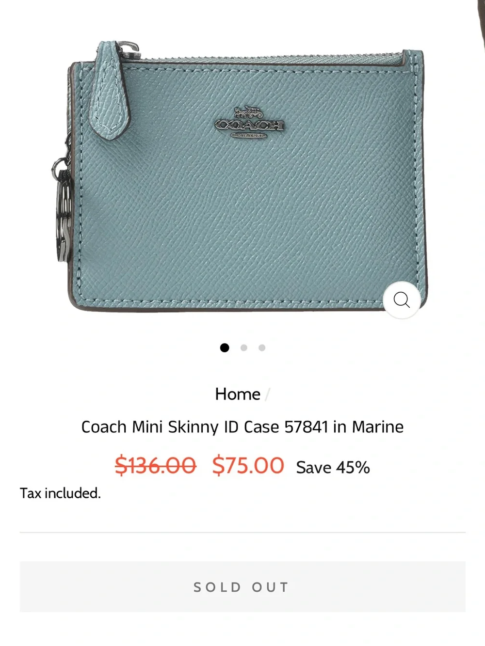 Coach Mini Skinny ID in Marine/ Gunmetal